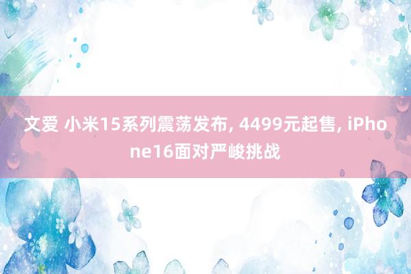 文爱 小米15系列震荡发布， 4499元起售， iPhone16面对严峻挑战