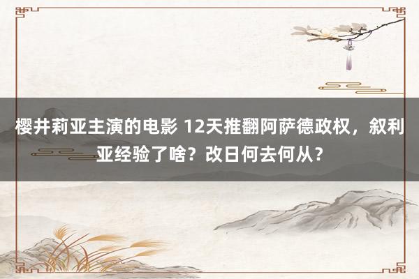 樱井莉亚主演的电影 12天推翻阿萨德政权，叙利亚经验了啥？改日何去何从？