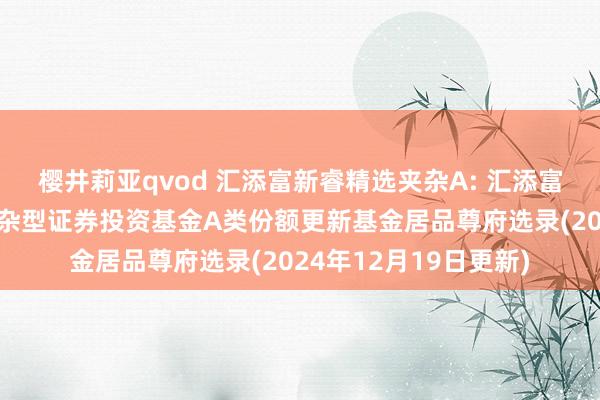 樱井莉亚qvod 汇添富新睿精选夹杂A: 汇添富新睿精选机动成就夹杂型证券投资基金A类份额更新基金居品尊府选录(2024年12月19日更新)