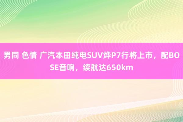 男同 色情 广汽本田纯电SUV烨P7行将上市，配BOSE音响，续航达650km