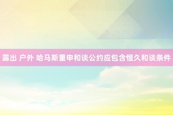 露出 户外 哈马斯重申和谈公约应包含恒久和谈条件