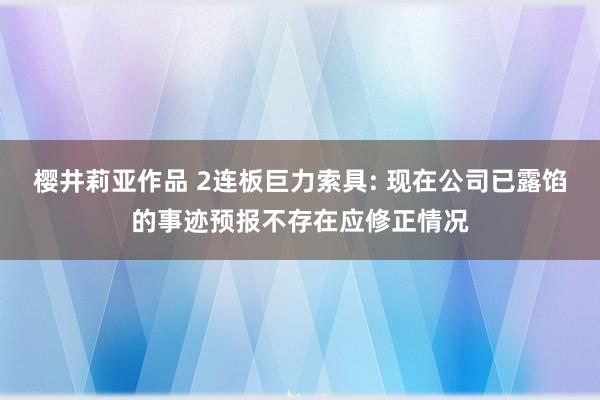 樱井莉亚作品 2连板巨力索具: 现在公司已露馅的事迹预报不存在应修正情况