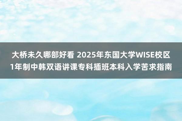 大桥未久哪部好看 2025年东国大学WISE校区1年制中韩双语讲课专科插班本科入学苦求指南