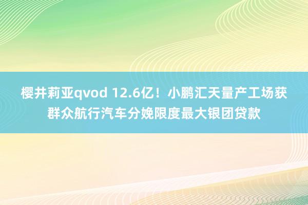 樱井莉亚qvod 12.6亿！小鹏汇天量产工场获群众航行汽车分娩限度最大银团贷款