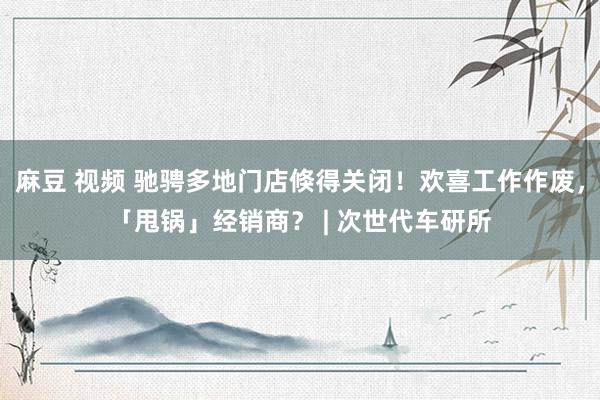 麻豆 视频 驰骋多地门店倏得关闭！欢喜工作作废，「甩锅」经销商？ | 次世代车研所