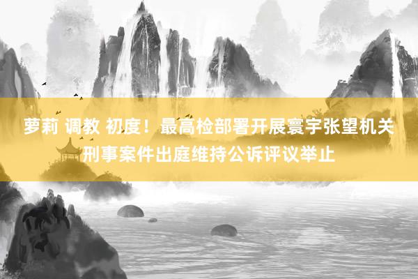 萝莉 调教 初度！最高检部署开展寰宇张望机关刑事案件出庭维持公诉评议举止