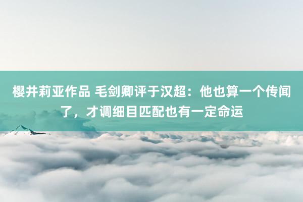 樱井莉亚作品 毛剑卿评于汉超：他也算一个传闻了，才调细目匹配也有一定命运