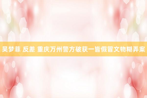 吴梦菲 反差 重庆万州警方破获一皆假冒文物糊弄案
