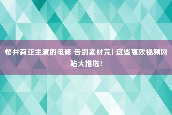 樱井莉亚主演的电影 告别素材荒! 这些高效视频网站大推选!